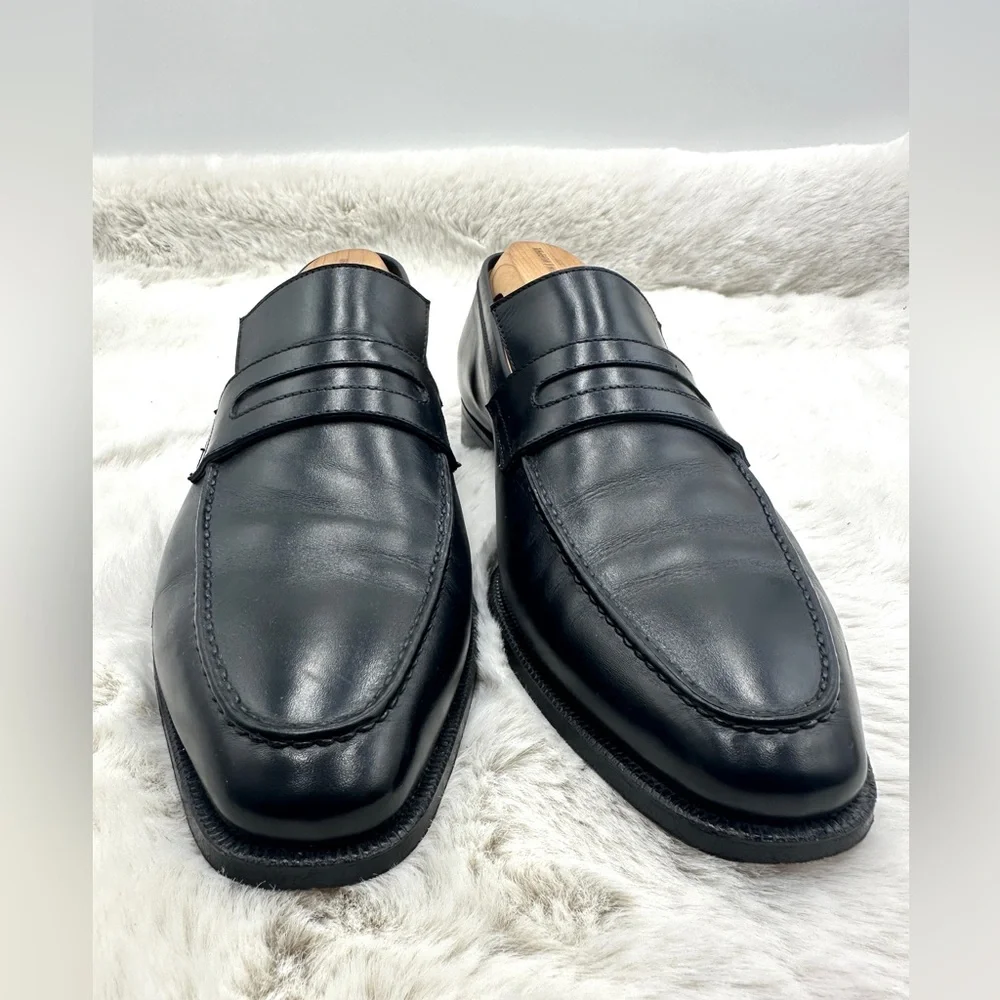 Gravati Black Leather Penny Loafers‎ Italy Mens 9.5 D like NEW dress shoes